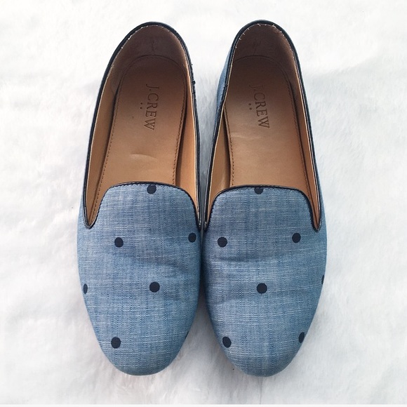 J. Crew Shoes - Like New Blue Polka Dot J. Crew Loafers